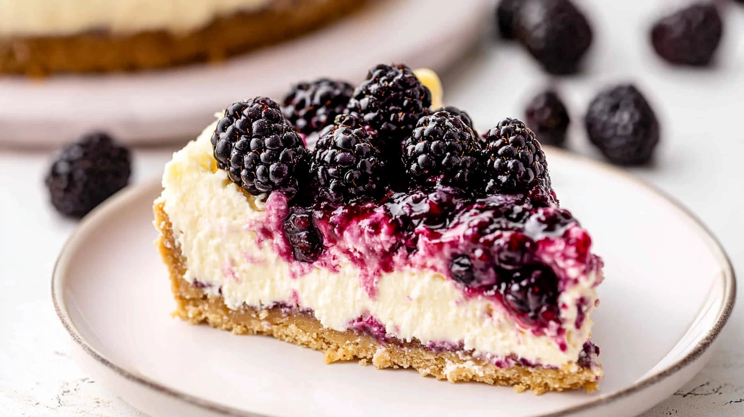 Blackberry Cheesecake in a plate